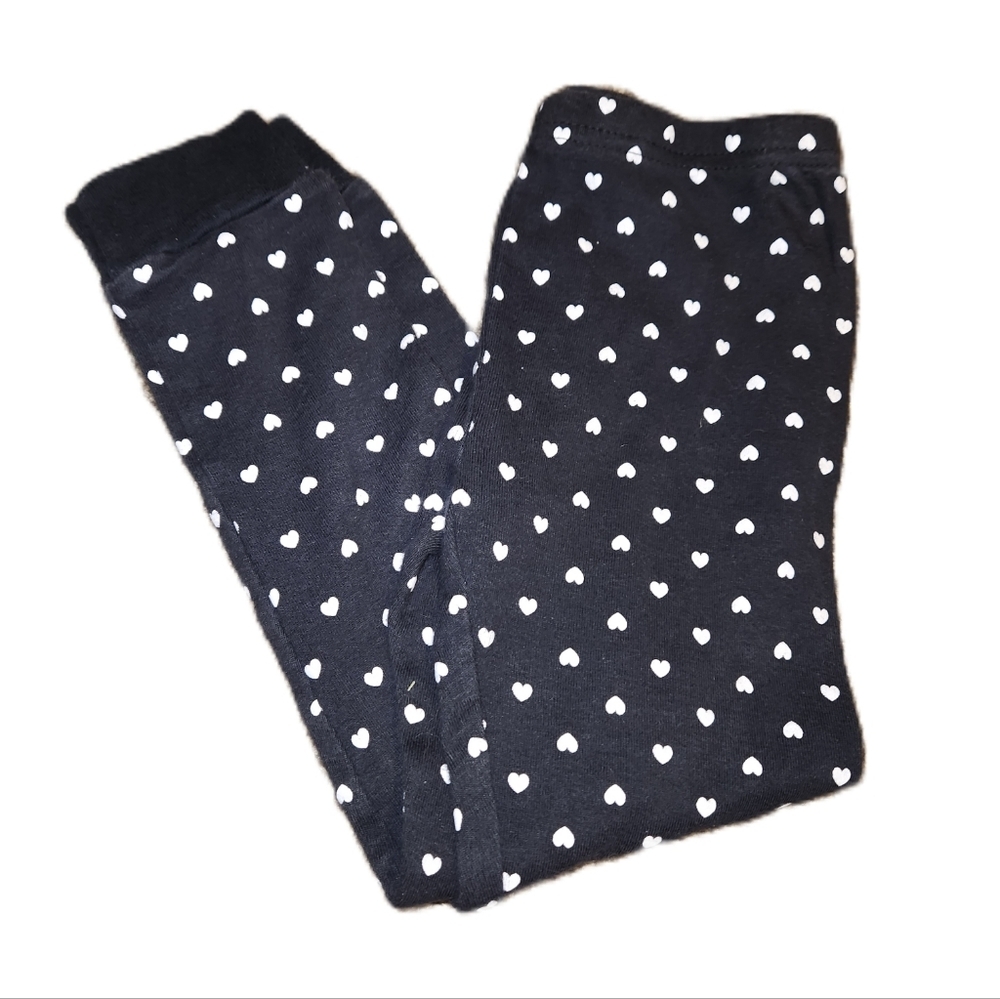 💓3/$15 Carter's 4T Girl's Black Pants With White Hearts